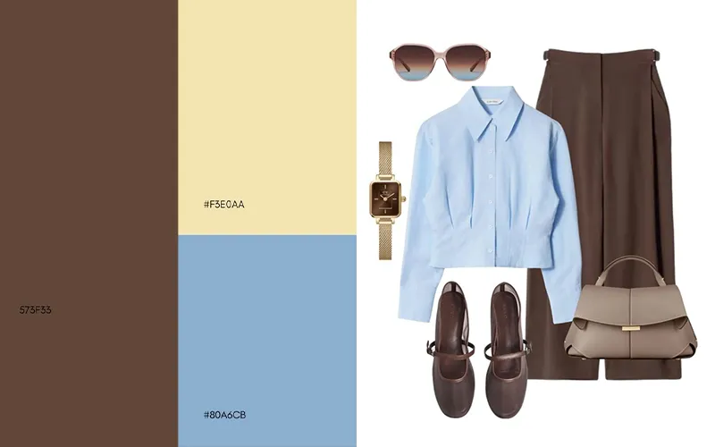 Xanh Dương Nhạt và Nâu: Thanh Lịch và Dịu Mắt