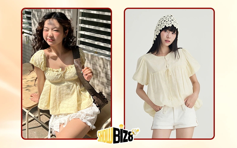 Blouse cổ lớn kiểu Paris