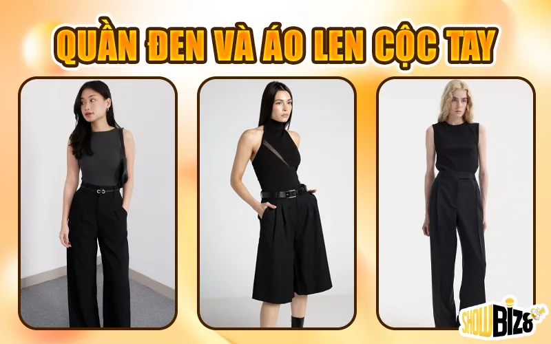 Quần Đen và Áo Len Cộc Tay