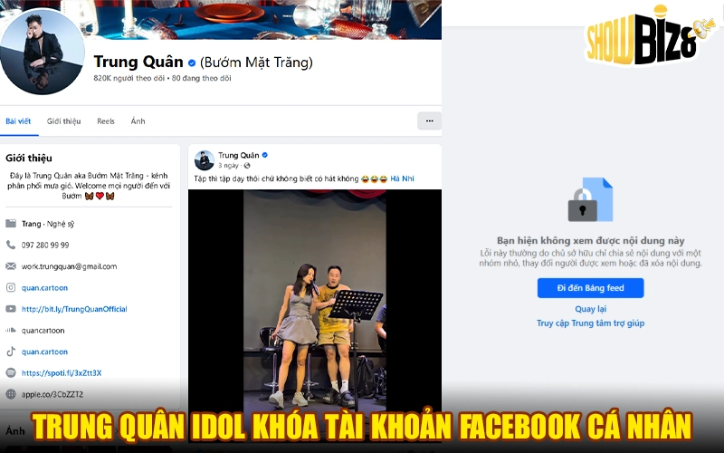 Trung Quân Idol khóa tài khoản Facebook cá nhân