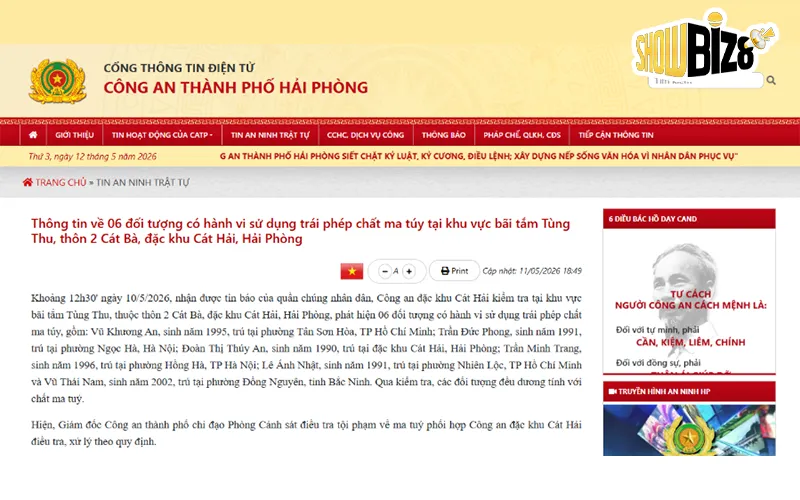 Thông tin từ công an Thành phố Hải Phòng