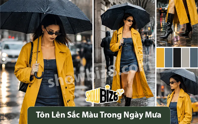Màu sắc thời trang ngày mưa