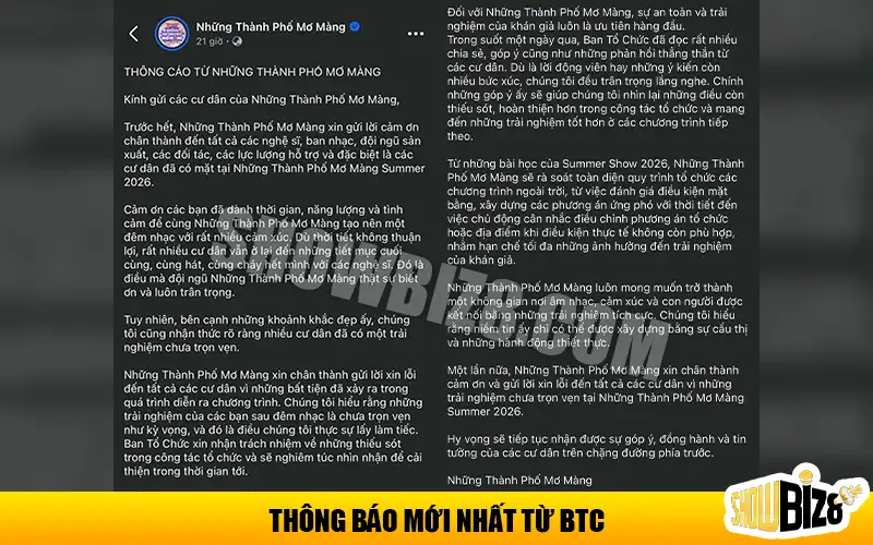 Thông báo mới nhất của BTC NTPMM 2026